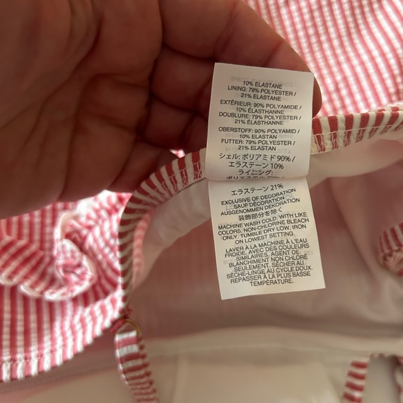 J.Crew Pink & White Seersucker Juliette Tank W/Ruffle Trim One Piece Swimsuit 14 - Picture 11 of 11